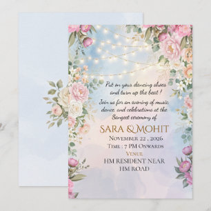 Elegante invitación para la noche de Sangeet de la