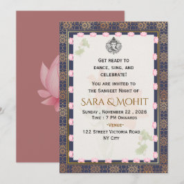 Elegante invitación para la noche de Sangeet hindú