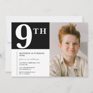 Elegante invitación para noveno cumpleaños Foto de