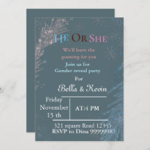 Elegante invitación para revelar el género en invi