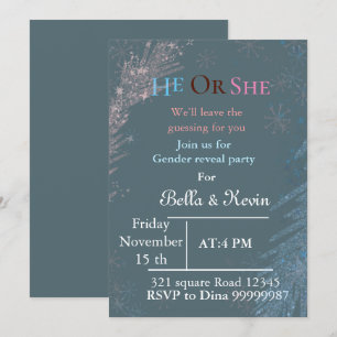 Elegante invitación para revelar el género en invi