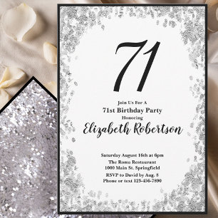 Elegante invitación para su 71 cumpleaños en plata