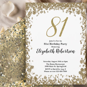 Elegante invitación para su 81 cumpleaños en oro p