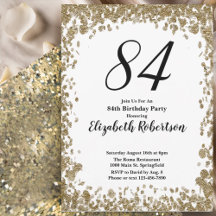 Elegante invitación para su 84 cumpleaños en dorad