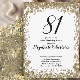 Elegante invitación para sus 81 años en oro para e