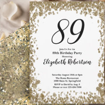 Elegante invitación para sus 89 años en oro para e