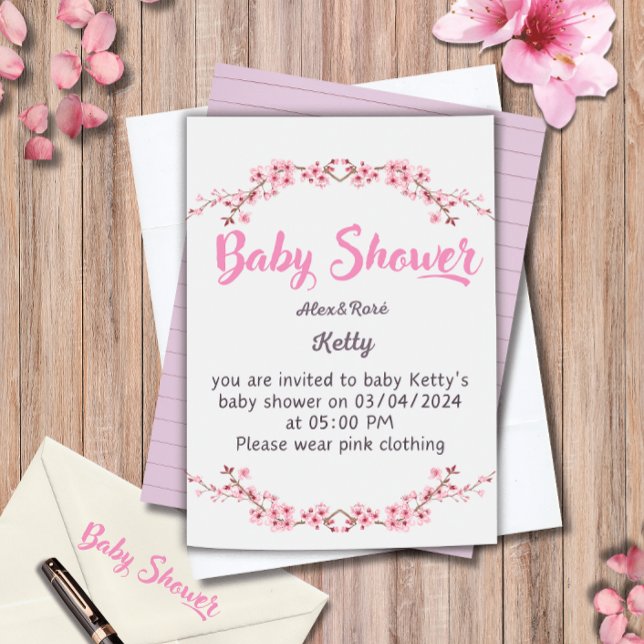 Elegante invitación para un Baby Shower Chica (Subido por el creador)