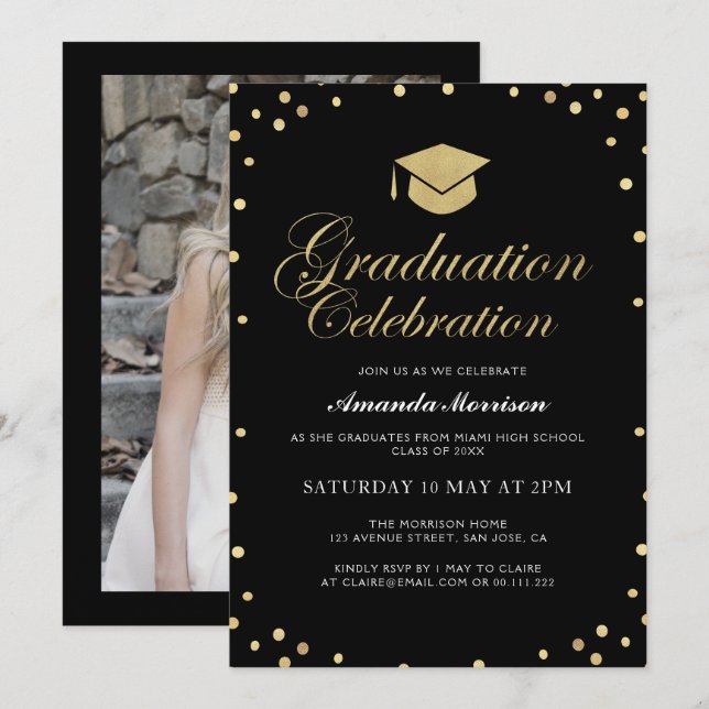 Elegante invitación para una fiesta de graduación  (Anverso / Reverso)