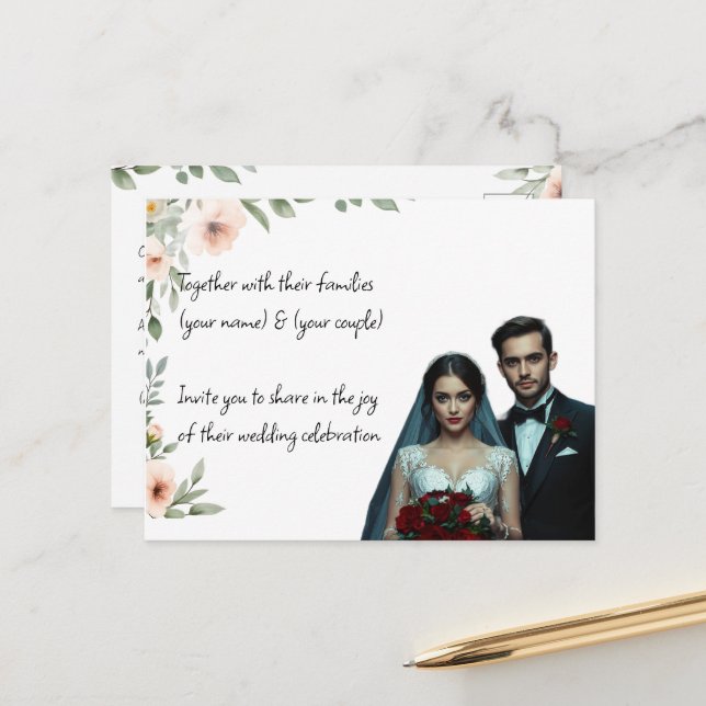 Elegante Invitación personalizada de boda (Anverso/Reverso In Situ)