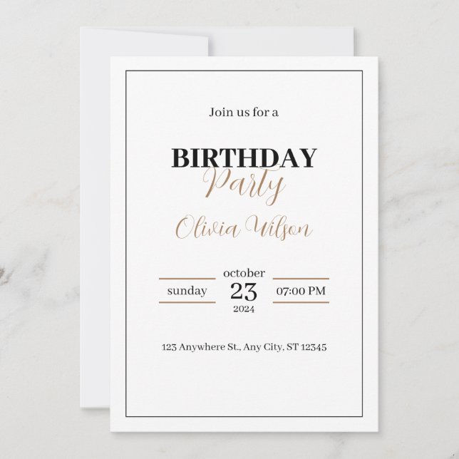 Elegante invitación personalizada de fiesta de cum (Anverso)