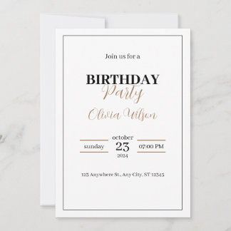 Elegante invitación personalizada de fiesta de cum
