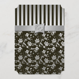 Elegante invitación plateada y negra