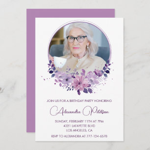 Elegante invitación por 95 años. Foto Floral Boho