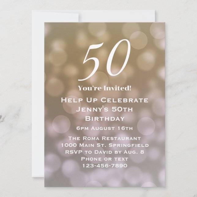 Elegante invitación por su cumpleaños número 50 (Anverso)