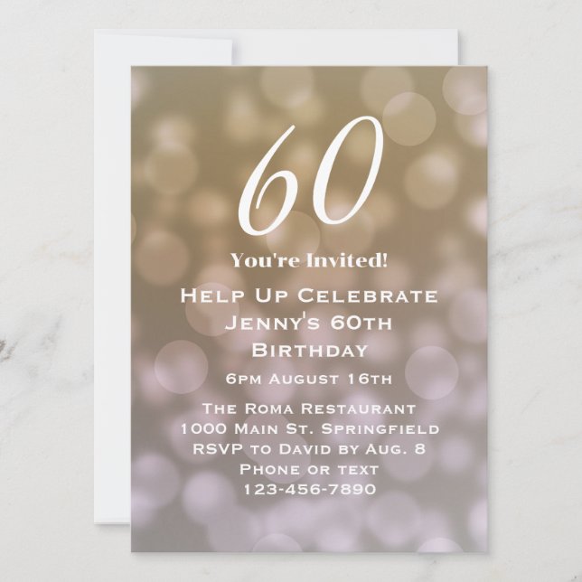 Elegante invitación por su cumpleaños número 60 (Anverso)
