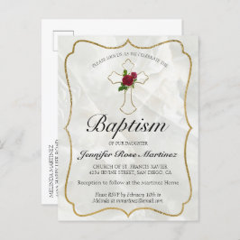Elegante Invitación postal de Baptismo de Oro de M