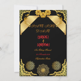 Elegante Invitación Previa de Boda Negra Ornamenta