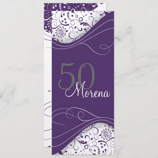Elegante invitación púrpura (Anverso / Reverso)