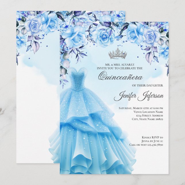 Elegante Invitación Quinceanera (Anverso / Reverso)