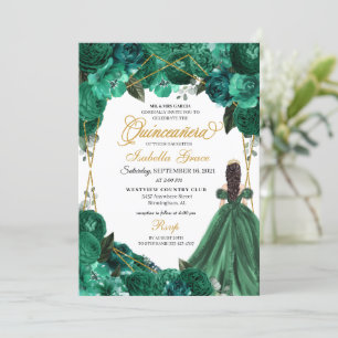 Elegante Invitación Quinceanera de Flora Verde Esm