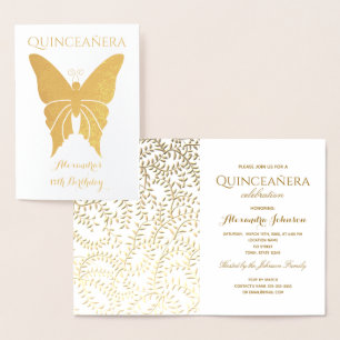 Elegante Invitación Quinceanera de Oro