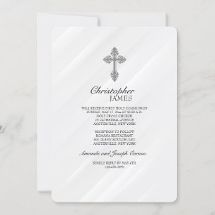 Elegante invitación religiosa blanca
