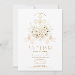 Elegante Invitación Religiosa de Flores de Cruz de