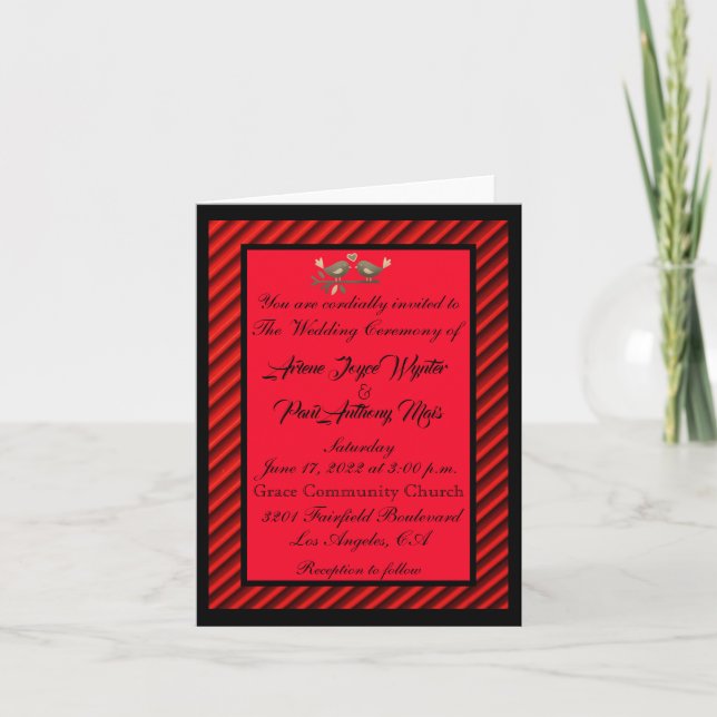 Elegante invitación roja y negra (Anverso)