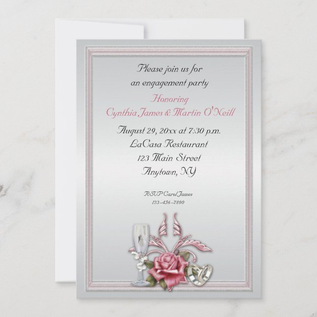 Elegante invitación Rosa (Anverso)