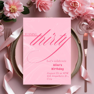 Elegante invitación rosa 30 por su cumpleaños