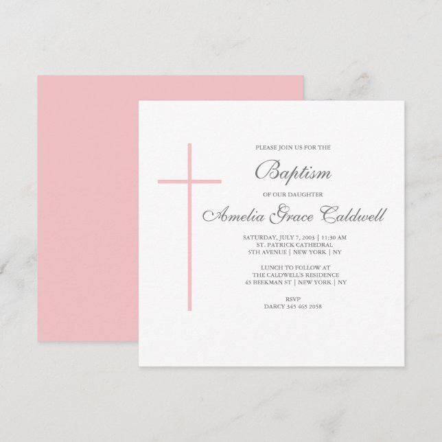 Elegante invitación rosa cruz (Anverso / Reverso)