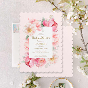 Elegante invitación rosa de Baby Shower