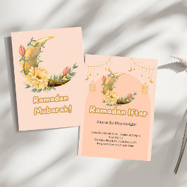 Elegante invitación rosa de Iftar en Ramadán
