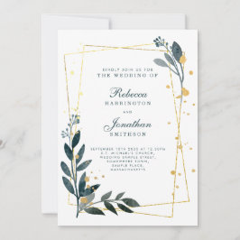 Elegante Invitación RSVP a la Boda de Oro de Verdo