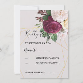 Elegante invitación RSVP geométrica dorada