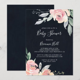 Elegante invitación Rubor Floral Baby Shower rosa