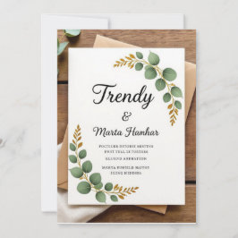 Elegante invitación rústica a la boda botánica
