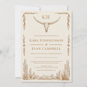 Elegante invitación rústica a la boda occidental