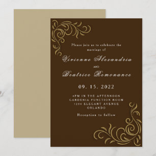 Elegante invitación rústica de boda de oro