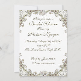 Elegante Invitación Rústica Floral Bridal Shower