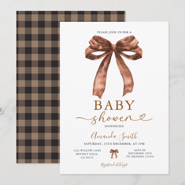 Elegante Invitación Sencilla de Fiesta de Bebé Coq (Anverso / Reverso)