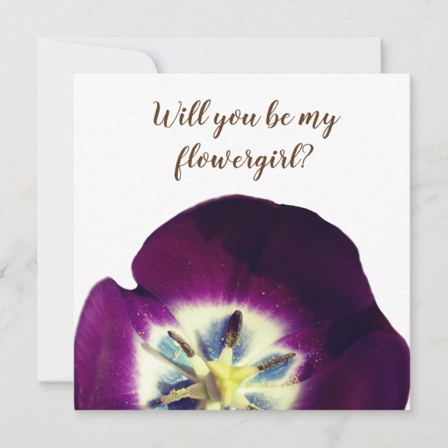 Elegante Invitación ¿Serás mi dama de flores? (Anverso)