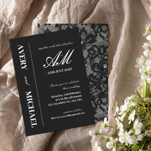 Elegante Invitación simple a la boda monográfica