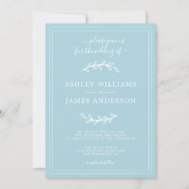 Elegante invitación simple de boda azul brillante