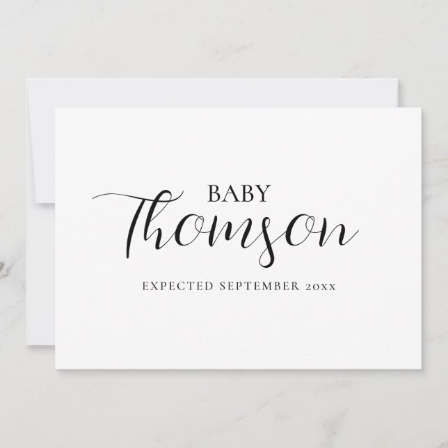 Elegante Invitación simple de embarazo Minimalista (Anverso)