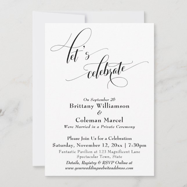 Elegante Invitación Simple para Celebrar en Blanco (Anverso)