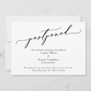 Elegante Invitación simple y pospuesta de Boda
