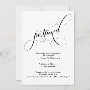 Elegante Invitación simple y pospuesta de Boda