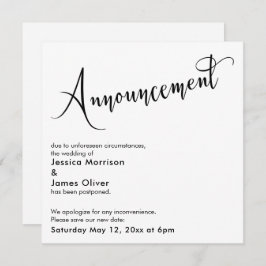 Elegante "Invitación", tarjeta Boda pospuesta