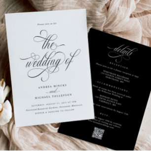 Elegante invitación todo en una boda con detalles
